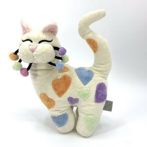 Whimsy Clay Plush Amy Lacombe Cat Stuffed Animal Pastel Rainbow Hearts